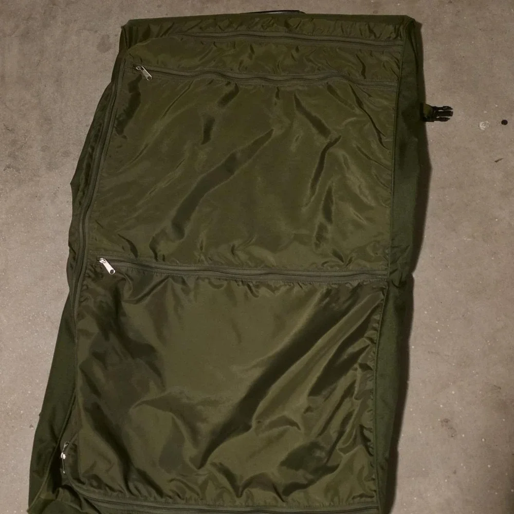 Olive Green Canvas Tactical Gear Bag Zipper Buckle Closure 4 Pockets
